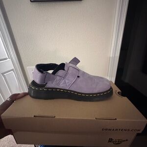 Dr. Martens Lavender Suede Velcro Clog